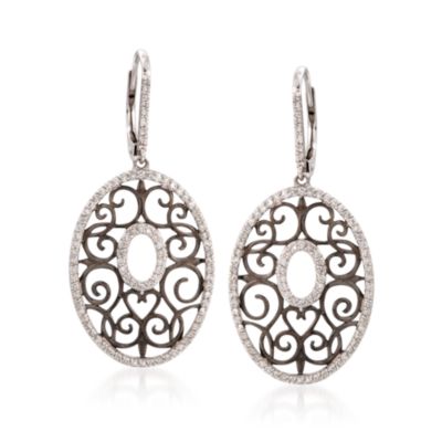 .62 ct. t.w. Diamond Scrollwork Drop Earrings in 14kt White Gold &mdash; Alt Image 1