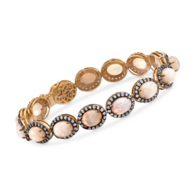 Opal and 4.50 ct. t.w. White Topaz Bracelet in Sterling and 18kt Over Sterling. 7.25" &mdash; Alt Image 1