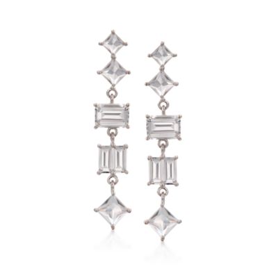 Multi-Shape Rock Crystal Earrings in Sterling Silver &mdash; Alt Image 1