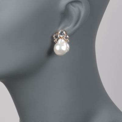 6.52 ct. t.w. White Topaz and Baroque Pearl Earrings in 14kt Yellow Gold &mdash; Alt Image 2