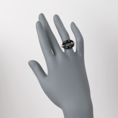 Black Jade Ring in 14kt Yellow Gold &mdash; Alt Image 2