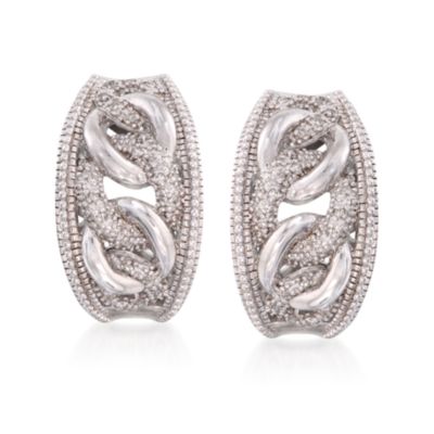 .25 ct. t.w. Pave Diamond Twisted Chain-Link Earrings in Sterling Silver &mdash; Alt Image 1