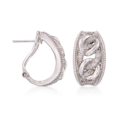 .25 ct. t.w. Pave Diamond Twisted Chain-Link Earrings in Sterling Silver &mdash; Alt Image 3