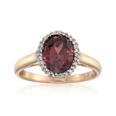 1.90 Carat Garnet Ring With Diamonds in 18kt Yellow Gold &mdash; Alt Image 1