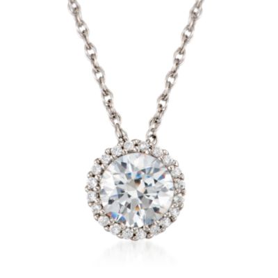1.60 ct. t.w. CZ Pendant Necklace in 14kt White Gold. 18" &mdash; Alt Image 1