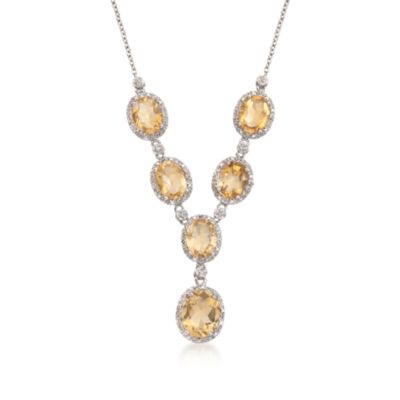 10.85 ct. t.w. Citrine and .20 ct. t.w. Diamond Y-Necklace in Sterling Silver &mdash; Alt Image 1