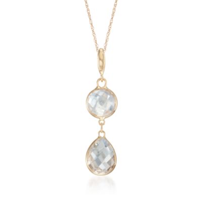 4.40 ct. t.w. White Topaz Bezel Necklace in 14kt Yellow Gold. 18" &mdash; Alt Image 1