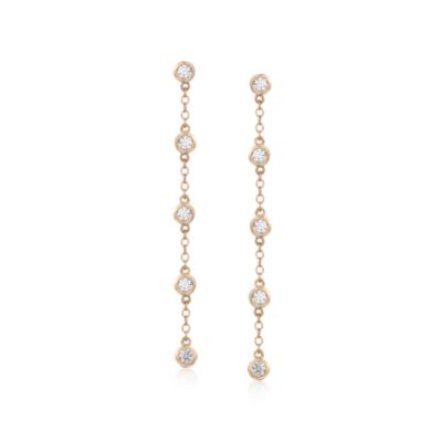 1.00 ct. t.w. CZ Linear Earrings in 14kt Yellow Gold &mdash; Alt Image 1