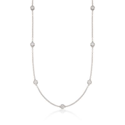 2.20 ct. t.w. Bezel-Set CZ Station Necklace in 14kt White Gold &mdash; Alt Image 1