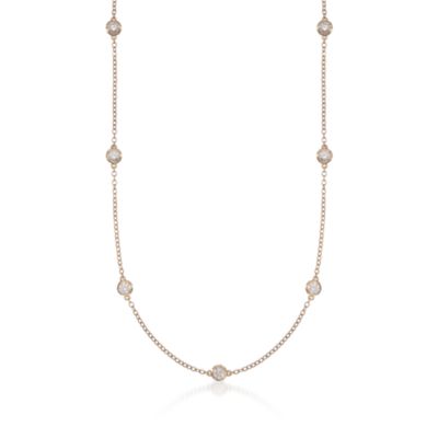 2.20 ct. t.w. Bezel-Set CZ Station Necklace in 14kt Yellow Gold. 16" &mdash; Alt Image 1