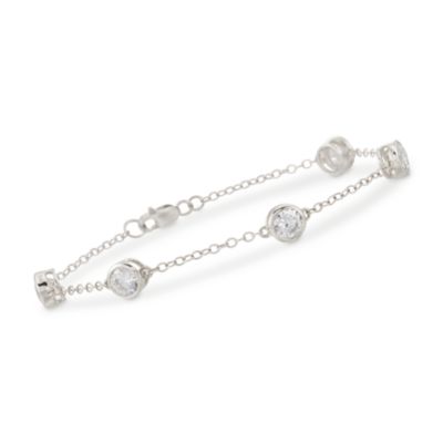 2.45 ct. t.w. CZ Station Bracelet in 14kt White Gold &mdash; Alt Image 1