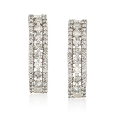 1.52 ct. t.w. Diamond Half Hoop Earrings in 14kt White Gold &mdash; Alt Image 1