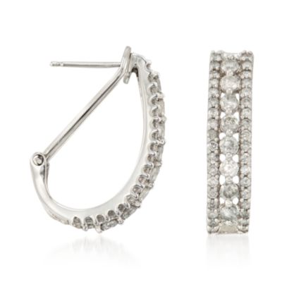 1.52 ct. t.w. Diamond Half Hoop Earrings in 14kt White Gold &mdash; Alt Image 3