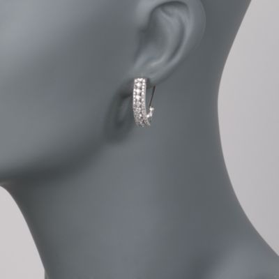 1.52 ct. t.w. Diamond Half Hoop Earrings in 14kt White Gold &mdash; Alt Image 2
