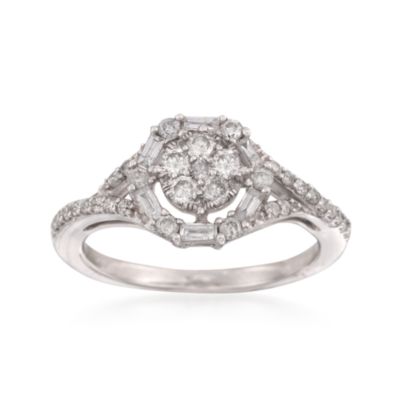 .75 ct. t.w. Vintage-Style Diamond Ring in 14kt White Gold &mdash; Alt Image 1
