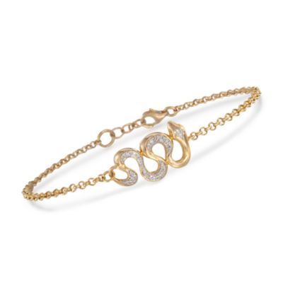 .10 ct. t.w. Diamond Snake Bracelet in 14kt Over Sterling. 7" &mdash; Alt Image 1