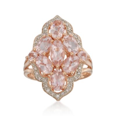 2.70 ct. t.w. Morganite and .10 ct. t.w. Diamond Ring in 18kt Rose Gold Over Sterling &mdash; Alt Image 1