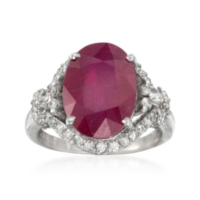 8.00 Carat Ruby and .75 ct. t.w. Diamond Ring in 14kt White Gold &mdash; Alt Image 1