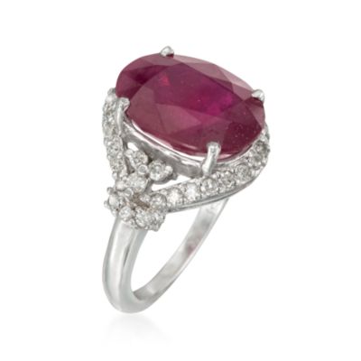 8.00 Carat Ruby and .75 ct. t.w. Diamond Ring in 14kt White Gold &mdash; Alt Image 3