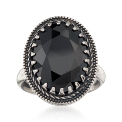 10.00 Carat Black CZ Ring in Sterling Silver &mdash; Alt Image 1