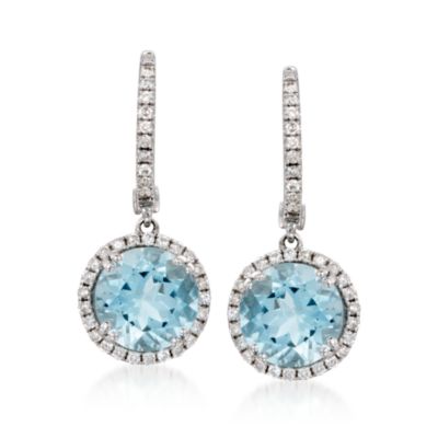 4.35 ct. t.w. Aquamarine  Earrings With Diamonds in 14kt White Gold &mdash; Alt Image 1