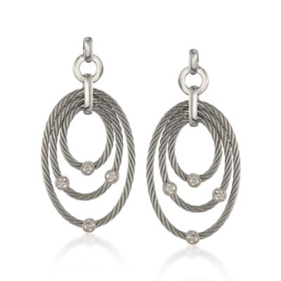 .10 ct. t.w. Diamond Triple Drop Hoops in Stainless and Sterling &mdash; Alt Image 1