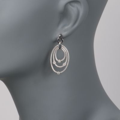 .10 ct. t.w. Diamond Triple Drop Hoops in Stainless and Sterling &mdash; Alt Image 2