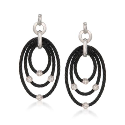 .10 ct. t.w. Diamond Cabled Drop Hoops in Sterling and Stainless &mdash; Alt Image 1