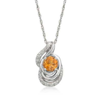Fancy 1.20 Carat Citrine and .11 ct. t.w. Diamond Necklace in Sterling Silver . 18" &mdash; Alt Image 1