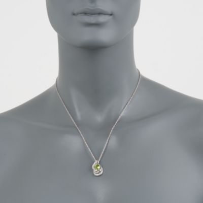 Fancy 1.40 Carat Peridot and .11 ct. t.w. Diamond Necklace in Sterling Silver . 18" &mdash; Alt Image 2