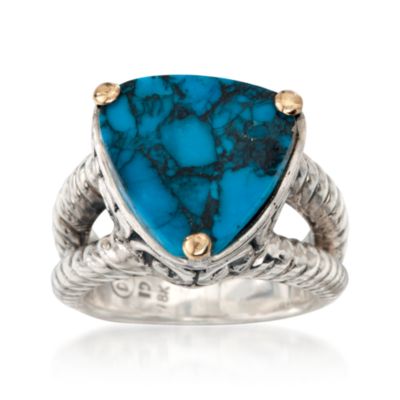 Balinese Turquoise Ring in Sterling Silver Two-Tone &mdash; Alt Image 1