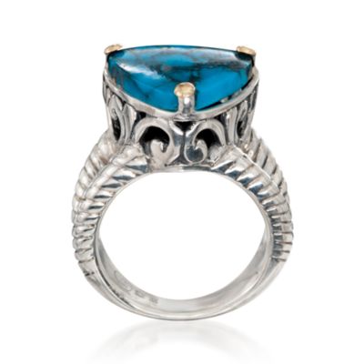 Balinese Turquoise Ring in Sterling Silver Two-Tone &mdash; Alt Image 4