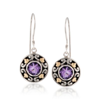 Balinese 4.00 ct. t.w. Amethyst Drop Earrings in Sterling Silver Two-Tone &mdash; Alt Image 1