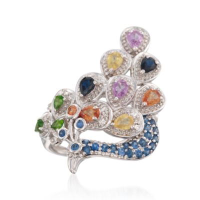 1.93 ct. t.w. Multi-Gemstone Peacock Ring in Sterling Silver &mdash; Alt Image 1