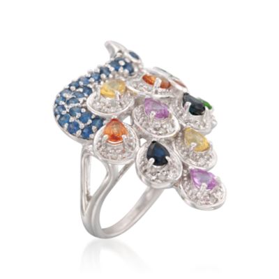 1.93 ct. t.w. Multi-Gemstone Peacock Ring in Sterling Silver &mdash; Alt Image 3
