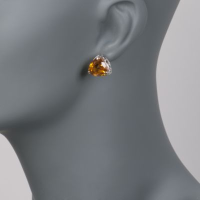 Balinese 24.00 ct. t.w. Citrine Stud Earrings in Sterling Silver Two-Tone &mdash; Alt Image 2
