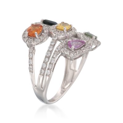 2.65 ct. t.w. Multicolored Sapphire and White Topaz Ring in Sterling Silver &mdash; Alt Image 3