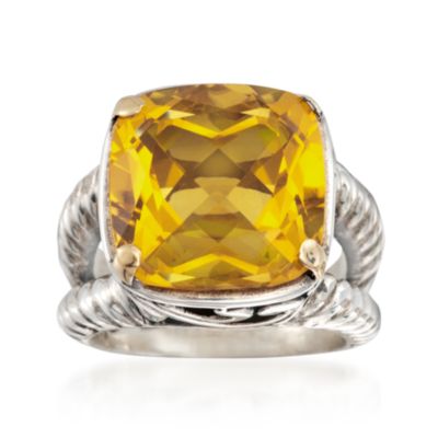 Balinese 15.00 Carat Citrine Ring in Sterling Silver Two-Tone &mdash; Alt Image 1
