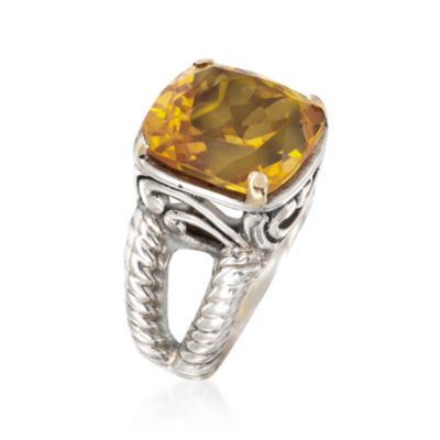 Balinese 15.00 Carat Citrine Ring in Sterling Silver Two-Tone &mdash; Alt Image 3