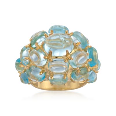21.65 ct. t.w. Blue Topaz Dome Ring in 14kt Over Sterling &mdash; Alt Image 1