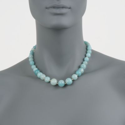 Graduated Amazonite Bead Necklace in 14kt Yellow Gold &mdash; Alt Image 2