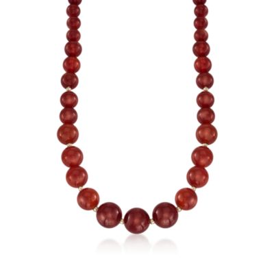 Graduated Carnelian Bead Necklace in 14kt Yellow Gold &mdash; Alt Image 1