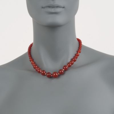 Graduated Carnelian Bead Necklace in 14kt Yellow Gold &mdash; Alt Image 2