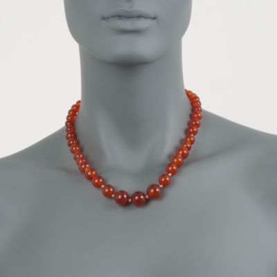 Graduated Carnelian Bead Necklace in 14kt Yellow Gold &mdash; Alt Image 3