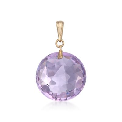 24.20 Carat Rose De France Amethyst Pendant in 14kt Yellow Gold &mdash; Alt Image 1