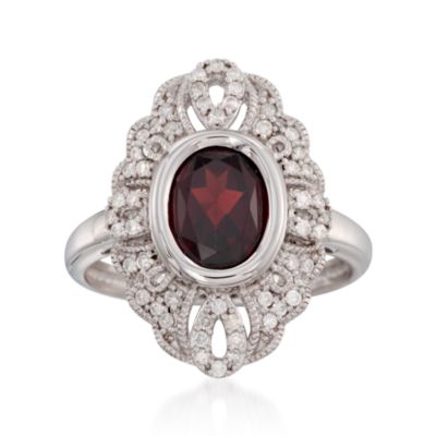 2.00 Carat Garnet and .27 ct. t.w. Diamond Ring in Sterling Silver &mdash; Alt Image 1