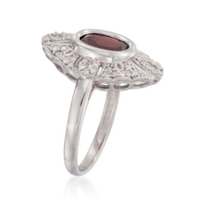 2.00 Carat Garnet and .27 ct. t.w. Diamond Ring in Sterling Silver &mdash; Alt Image 3
