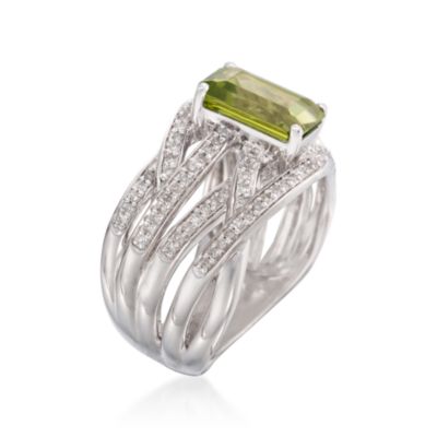 1.90 Carat Peridot and .30 ct. t.w. Diamond Crisscross Ring in Sterling Silver &mdash; Alt Image 3