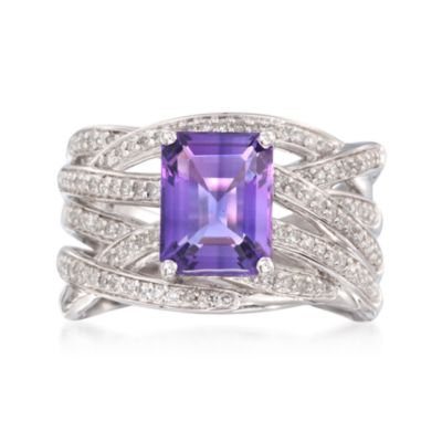 1.90 Carat Purple Amethyst and .30 ct. t.w. Diamond Crisscross Ring in Sterling Silver &mdash; Alt Image 1