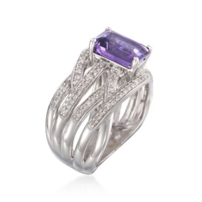 1.90 Carat Purple Amethyst and .30 ct. t.w. Diamond Crisscross Ring in Sterling Silver &mdash; Alt Image 3